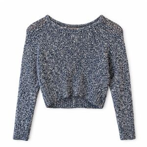 Mara Hoffman Loose Knit Sweater Navy White Boucle Small Cropped Chunky